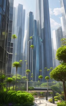 Moderne futuristische Innenstadt einer Metropole