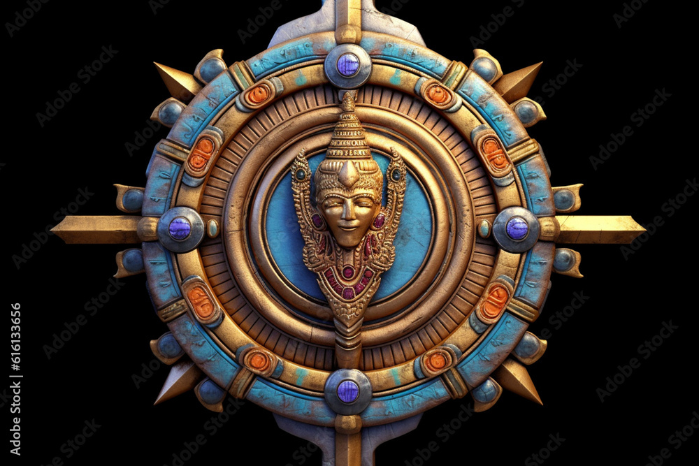 Aufkleber An abstract depiction of the Maurya emblem, with symbolic elements and harmonious colors. Generative AI technology.