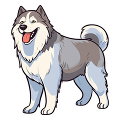 Fototapeta premium Whimsical Wonder: Whimsical 2D Illustration of a Cute Alaskan Malamute