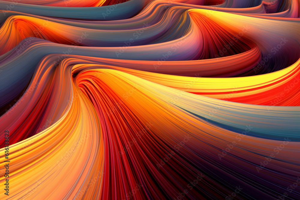 Poster An abstract representation of the Kushan Silk Road, with intersecting lines and vibrant hues. Generative AI technology.