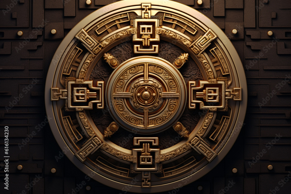Poster an image showcasing an abstract representation of the shang dynastic emblem, with symbolic motifs an