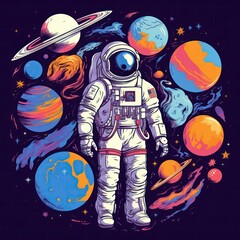 Exploring the Cosmos: An Astronaut's Sojourn in the Splendor of the Universe. Illustrative artwork.

