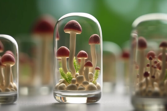Microdosing, growing mushrooms in vitro. The concept of alternative medicine, microdosing and mushroom treatment