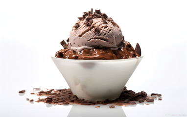 chocolate ice cream with isolated white background