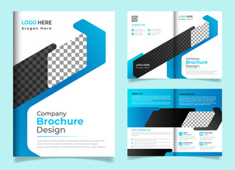 Company bi fold business brochure cover page annual report book cover corporate business profile design template colorful modern abstract creative elegant bi fold magazine cover page design layout the