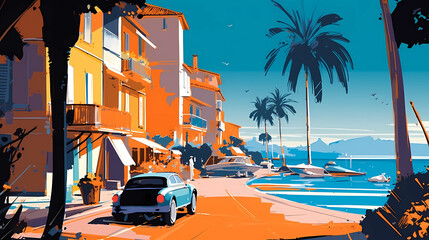 Beautiful view of the small town of Saint-Tropez, France