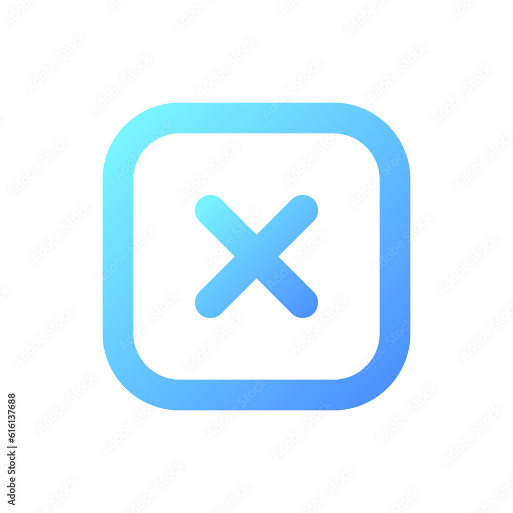 Poster close button pixel perfect gradient linear ui icon. leave webpage function. system error. line color