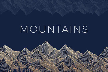 Mountain line arts background design. Vector illustration. - 616138227