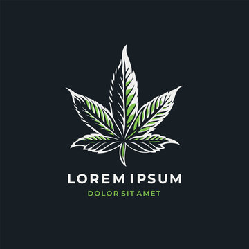 Cannabis leaf emblem. Vector logo template.