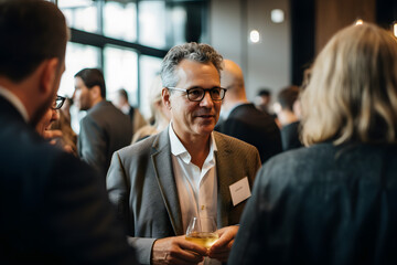 A CEO networking at a corporate event, building connections and fostering relationships with industry leaders and influencers. Generative AI