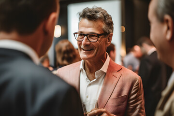 A CEO networking at a corporate event, building connections and fostering relationships with industry leaders and influencers. Generative AI