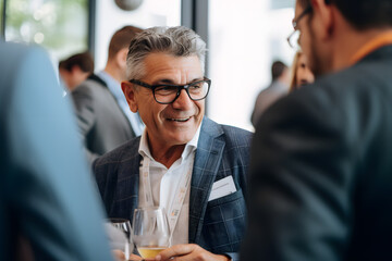 A CEO networking at a corporate event, building connections and fostering relationships with industry leaders and influencers. Generative AI
