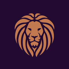 Abstract lion head logo design. Vector illustration. Stylized lion logotype.