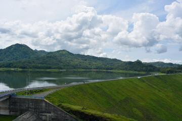 The Wadaslintang Reservoir Dam in Wonosobo, Indonesia.