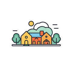 Countryside Linear Vector Icon. Minimalist Countryside Icon. Simple & Crisp Design.