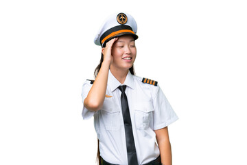 Airplane pilot Asian woman over isolated background has realized something and intending the solution