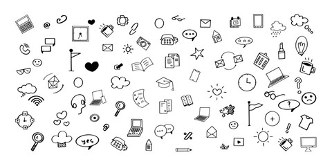 Big bundle of business icon hand drawn