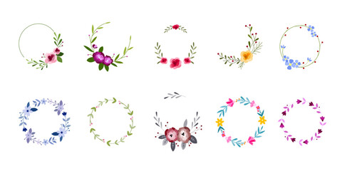 Set of laurel and wreath floral copy space