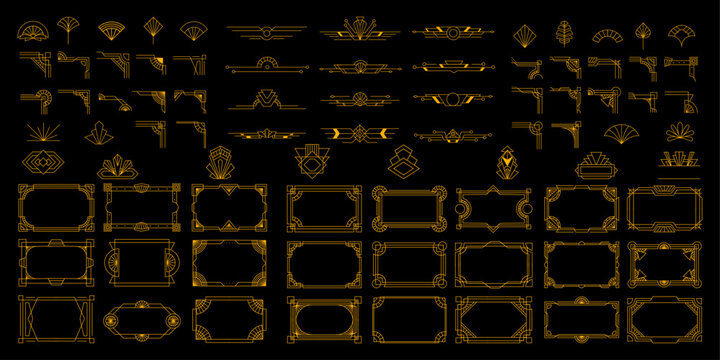 Big bundle of art deco element and frame copy space