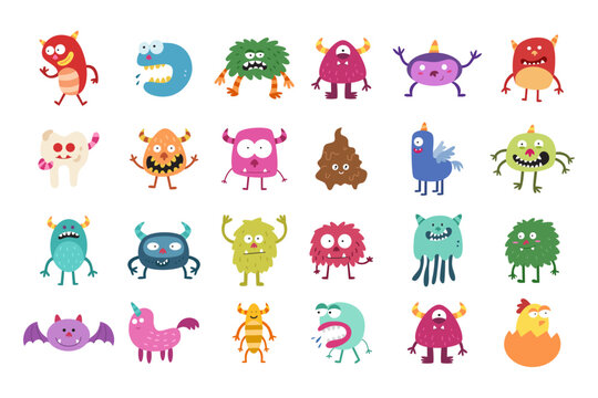 Set of cute monster character illustration