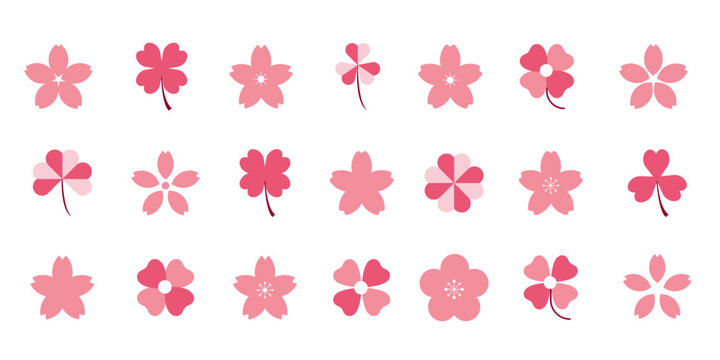 Big bundle of pink flower bloom icon element