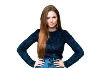 Young pretty woman over isolated chroma key background angry