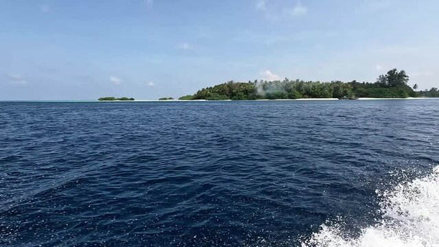 View from the moving Speedboat at Maafushi Maldives