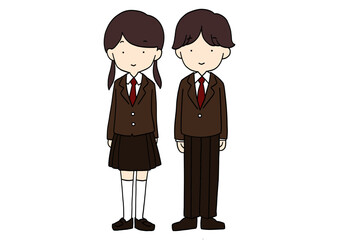 並んで立つ高校生の男女