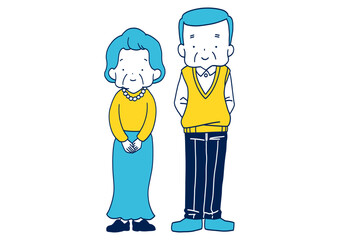 並んで立つシニア男女