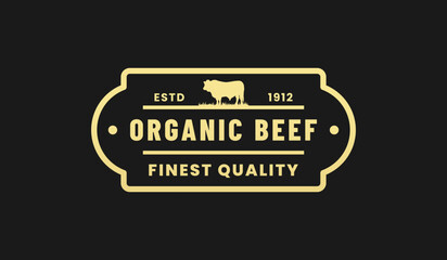 Organic beef Logo or Organic beef label Vector Isolated in Flat Style. Best Organic beef logo for product packaging design element. Elegant Organic beef label for packaging design element.