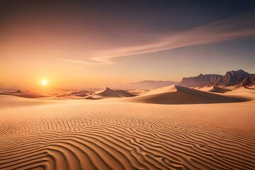Fototapeta na wymiar sunset in the desert AI Generated 