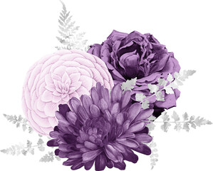 Purple and Silver Bouquets
Hi
I get the ideas from nature. For the graphics an AI helps me. The processing of the images is done by me with a graphics program.