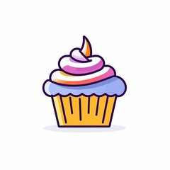 Cupcake Icon on White Background. Vector Illustration.