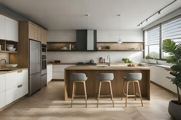 Naklejka na ściany i meble modern kitchen interior with kitchen