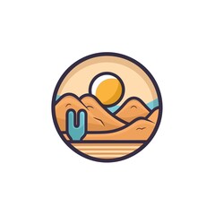 Simplistic Desert Icon on White Background.