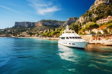 Fototapeta na wymiar Luxurious yachts anchored at the breathtaking French Riviera, Generative Ai