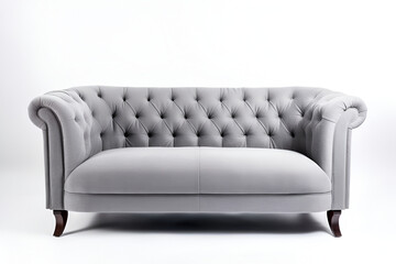 Obraz premium Modern Grey Sofa Isolated On White Background: AI Generated Image