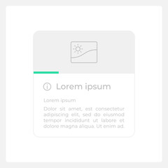 Picture information UI element template. Editable isolated vector dashboard component. Flat user interface. Visual data presentation. Web design widget for mobile application with light theme