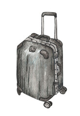 Watercolor painting of Suitcases for travel.