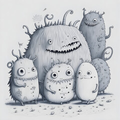 Adorable Monsters: Heartwarming Pencil Drawings for Children's Textiles
