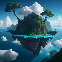 Enchanting Serenity: Photorealistic Floating Island