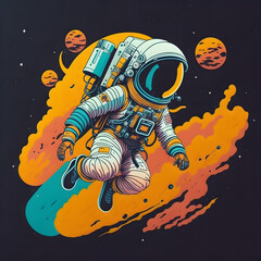 Retro-Futuristic Explorer: Captivating Astronaut Logo