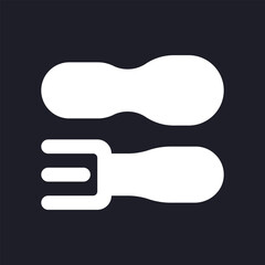 Restaurant dark mode glyph ui icon. Public place. Hotel service. User interface design. White silhouette symbol on black space. Solid pictogram for web, mobile. Vector isolated illustration