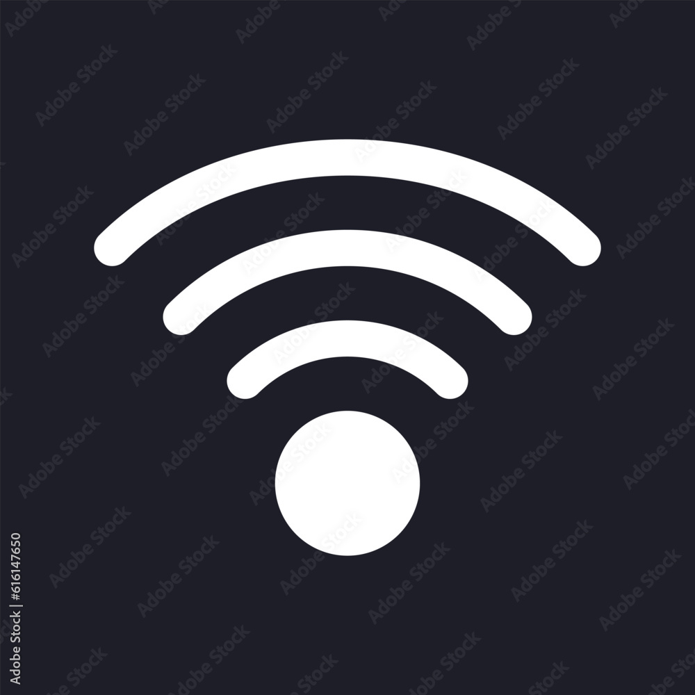 Aufkleber wireless internet dark mode glyph ui icon. access to internet. user interface design. white silhouet