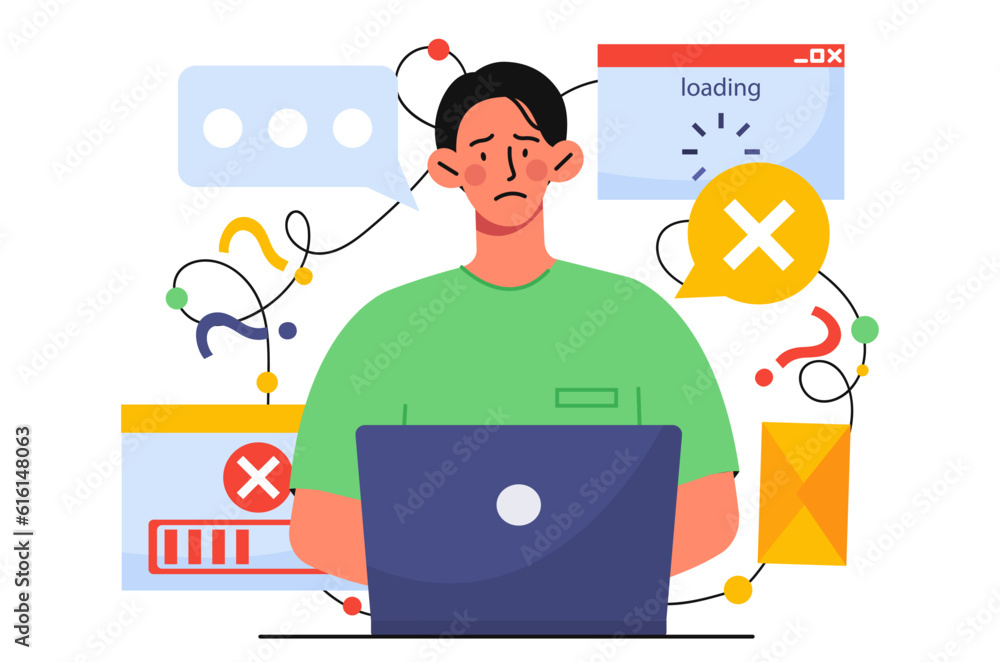 Poster man with poor internet concept