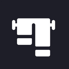 Towels dark mode glyph ui icon. Hotel bathroom. Hygiene. Bathroom. User interface design. White silhouette symbol on black space. Solid pictogram for web, mobile. Vector isolated illustration