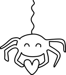 Cute doodle halloween spider. Simple coloring card holidays design element, nursing