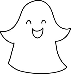 Cute doodle halloween ghost. Simple coloring card holidays design element, nursing