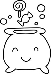 Cute doodle halloween potion. Simple coloring card holidays design element, nursing