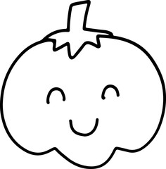 Cute doodle halloween pumpkin. Simple coloring card holidays design element, nursing